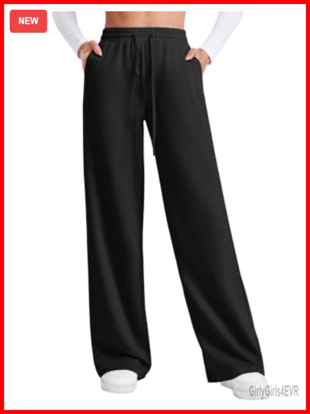 High Waisted Wide Leg Sweatpants with Drawstring
